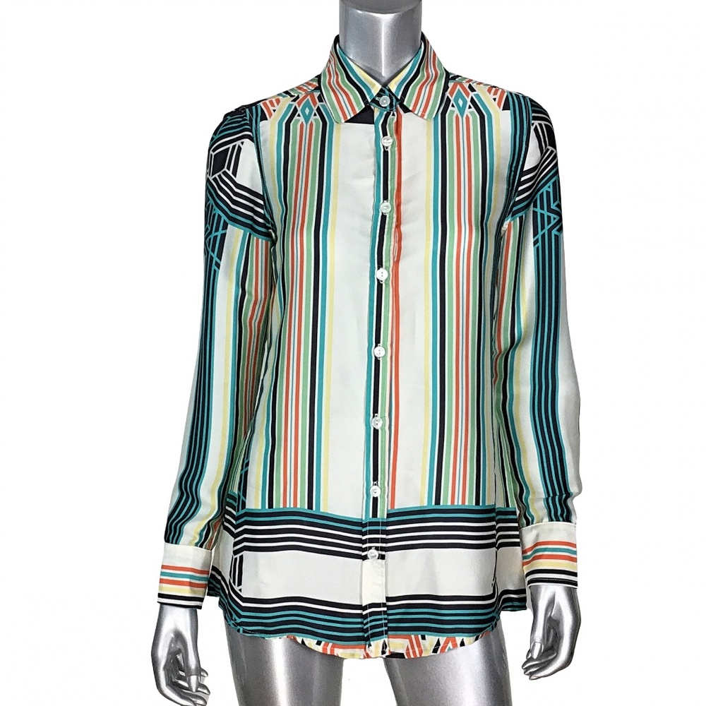 Bell by Alicia Bell Silk Art Deco Shirt 4 NWOT